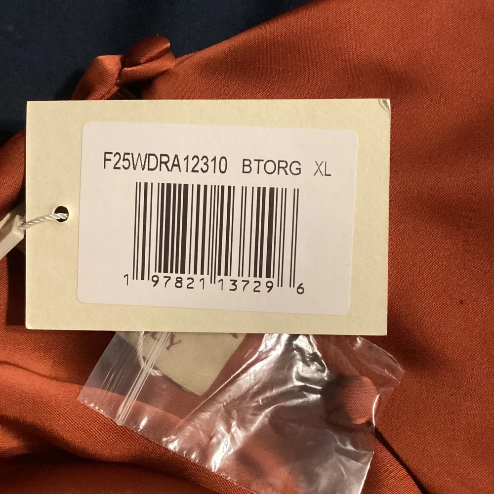 Few Moda Satin Open Back‎ Peplum Maxi Dress Burnt Orange Long Bell Sleeve Formal